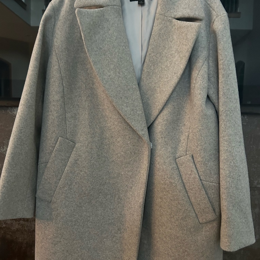 Banana Republic Gray Trench Coat Wool Blend